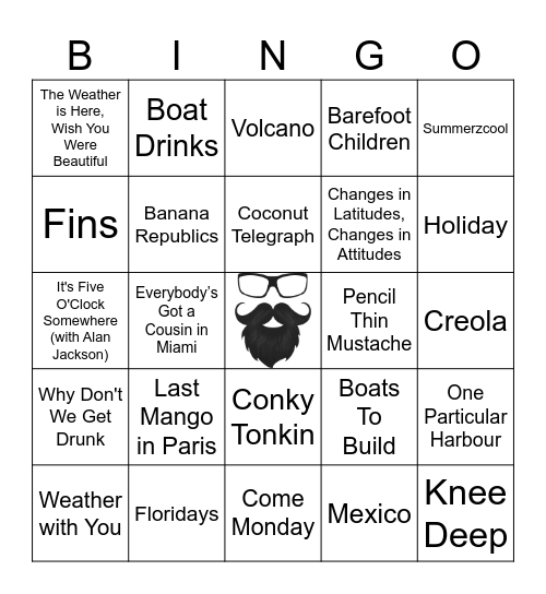 Jimmy Buffet | RD 2 | Tropical Hits Bingo Card