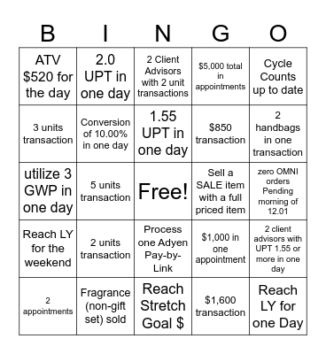 Black Friday Weekend (11.29 - 12.01) Bingo Card