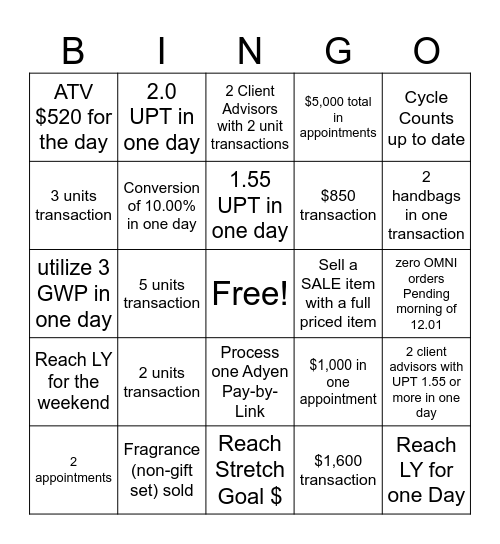 Black Friday Weekend (11.29 - 12.01) Bingo Card