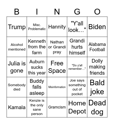 Thanksgiving Bingo Card