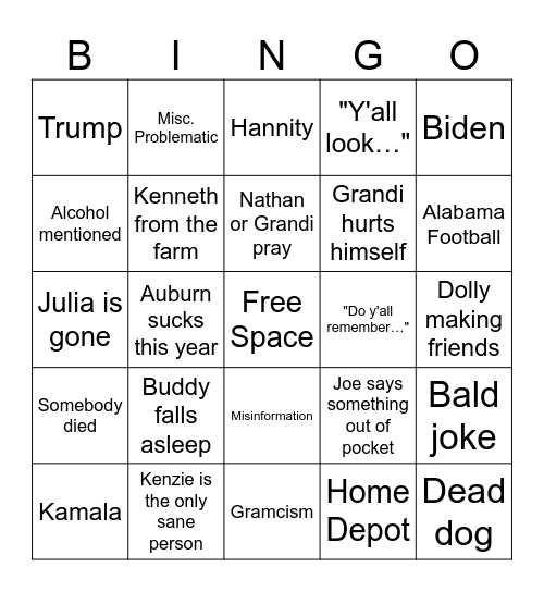 Thanksgiving Bingo Card