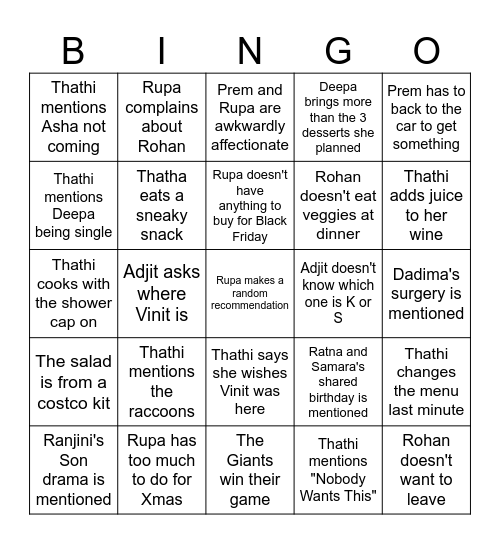 Thanksgiving 2024 Bingo Card