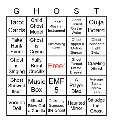 Phasmo-Bingo! Bingo Card