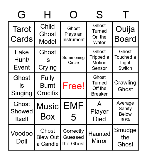 Phasmo-Bingo! Bingo Card