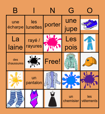 French Clothing and Accessories Bingo Card