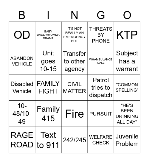 THANKSGIVING DISPATCH STYLE Bingo Card