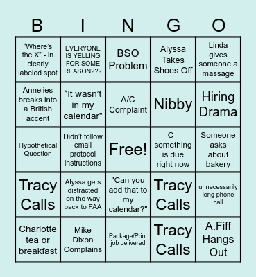 Arts Division Bingo Card