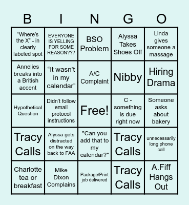 Arts Division Bingo Card