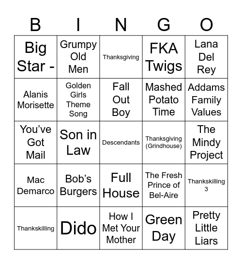 Thanksgiving!! Bingo Card