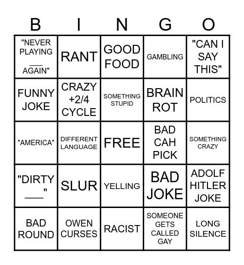 BRYDUN BINGO Card