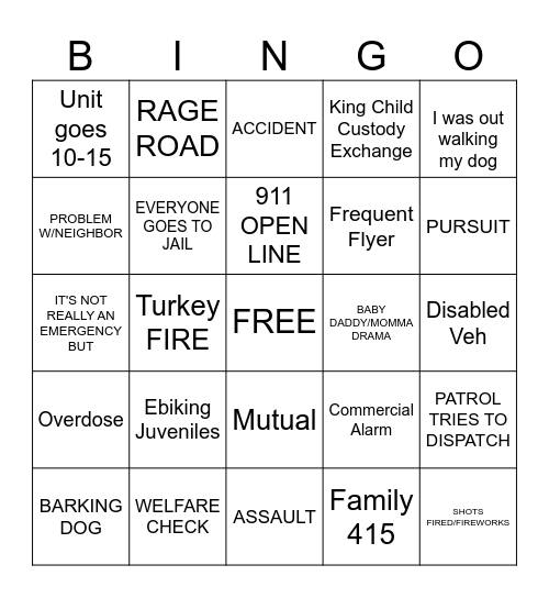 THANKSGIVING DISPATCH STYLE Bingo Card