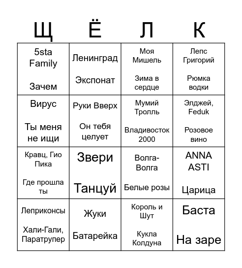 29.11.24 - ДР "ИВАН ВАСИЛЬЕВИЧ" Bingo Card