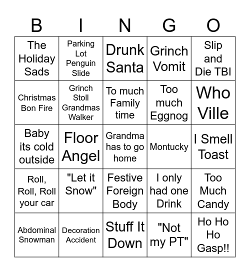 EMS Holiday Bingo Card