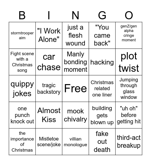 Red One Bingo Card