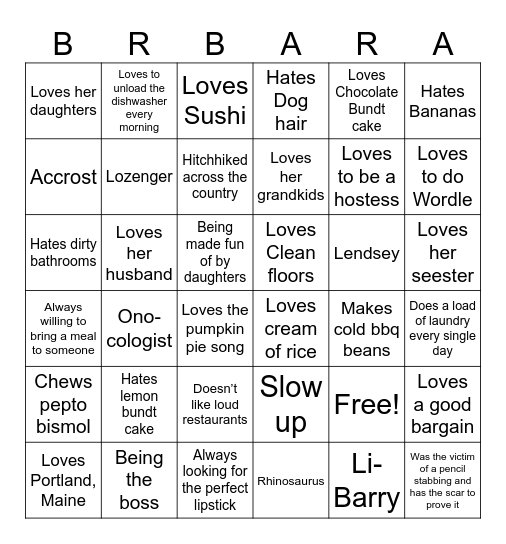 Barbs Birthday Bingo! Bingo Card