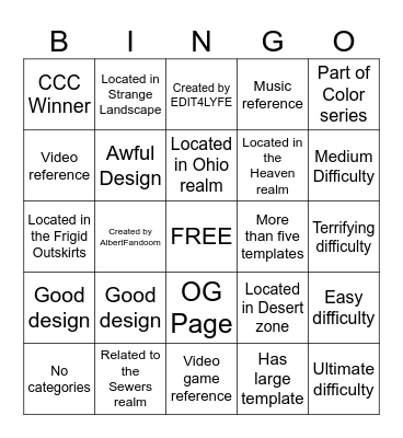 The awful ftc fanon wiki Bingo Card