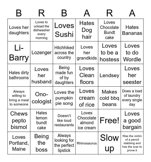 Barb's Birthday Bingo! Bingo Card