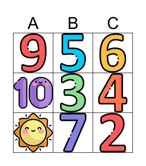 Números 1-10 Bingo Card