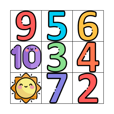 Numbers 1-10 Bingo Card