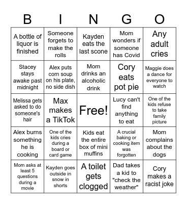 Thanksgiving Bingo Card