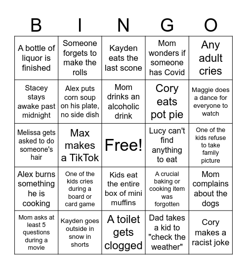 Thanksgiving Bingo Card