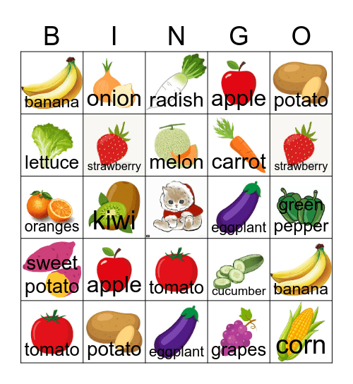 Fruits and Vegetables Bingo Card