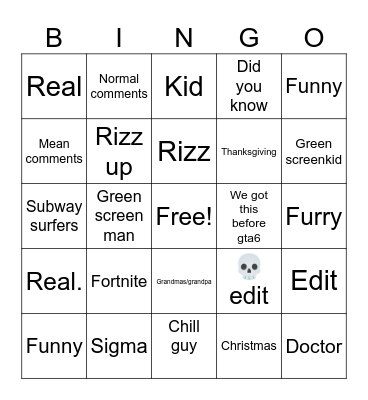 Snap bingo Card