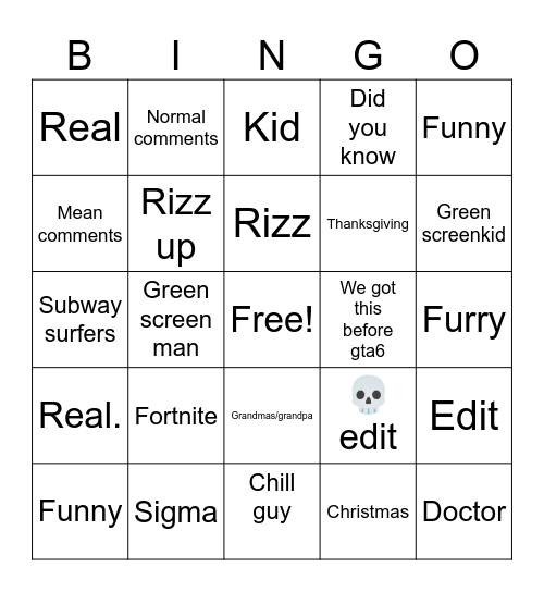 Snap bingo Card