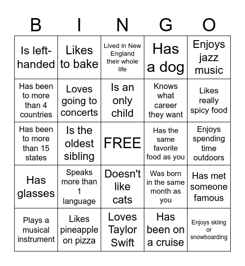 Icebreaker Bingo: Find Someone Who Bingo Card