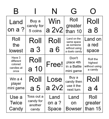 Mario Party 8 Bingo Card