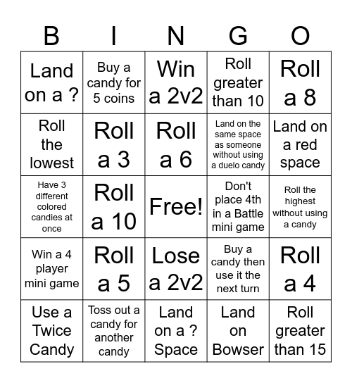 Mario Party 8 Bingo Card