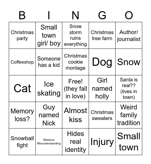 Hallmark Movie Bingo Card