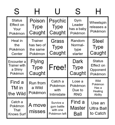 BDSP Randomizer Bingo Card