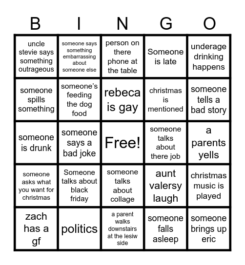 Cole lesiw bingo Card