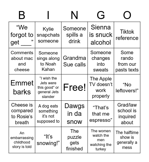 Thanksgiving Bingo Card