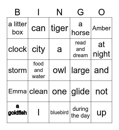 Language Art Review Bingo Card