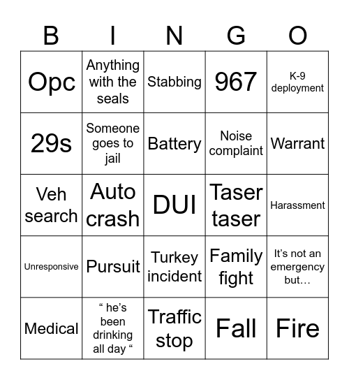 Dispatch thanksgiving Bingo Card