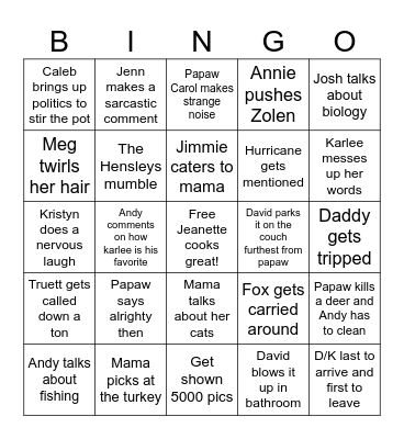 Thanksgiving Bingo Card