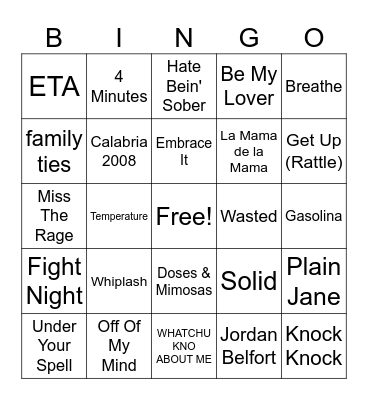 Holiday Hype! Bingo Card