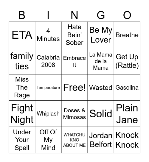 Holiday Hype! Bingo Card
