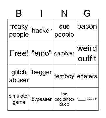 roblox bingo Card