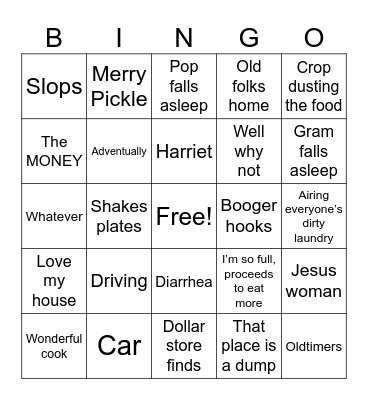 Thanksgiving BINGO Card