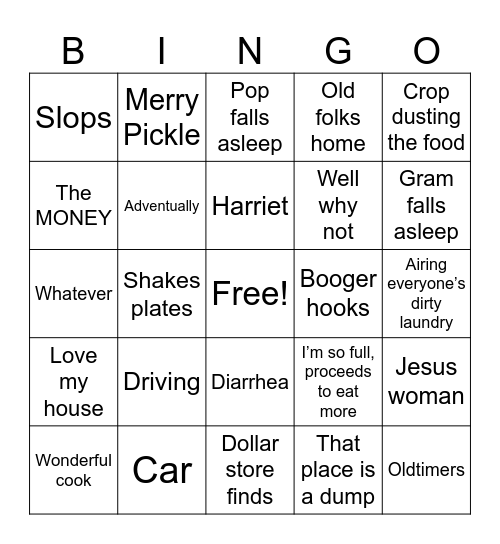 Thanksgiving BINGO Card