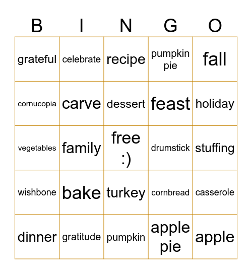 Thanksgiving 🦃🍂 Bingo Card