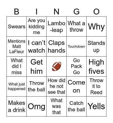 Packer Bingo Card