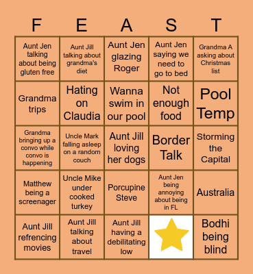 Thanksgiving Bingo Card