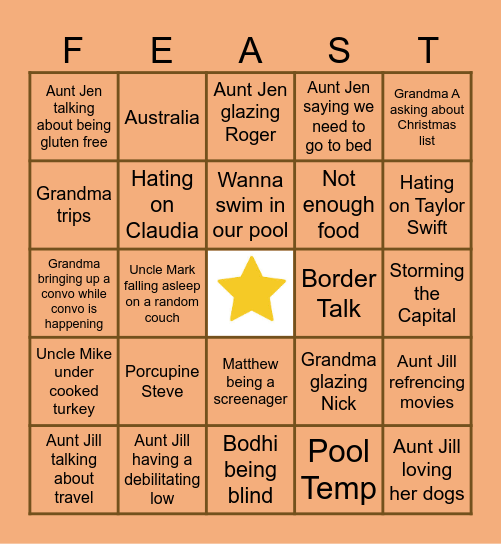 Thanksgiving Bingo Card