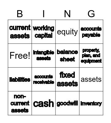 Financial Statements Bingo Card