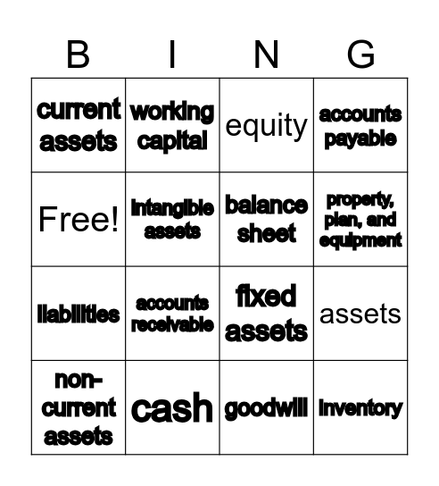 Financial Statements Bingo Card