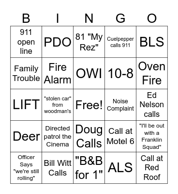 Dispatch Bingo Card